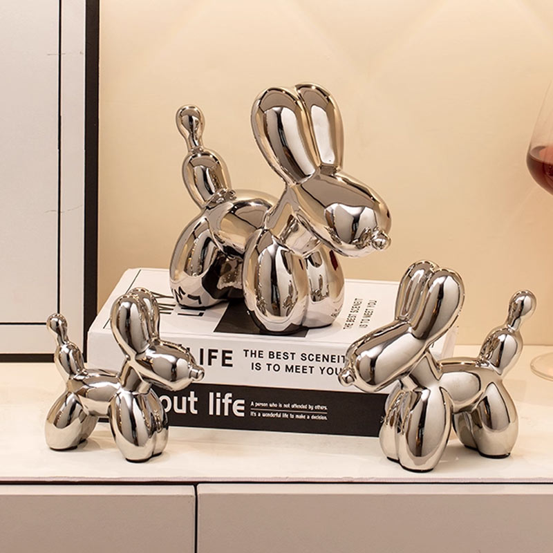 Luxury Lifestyle Items - المنحوتات السيراميكية بالون الفضة الكلب تمثال